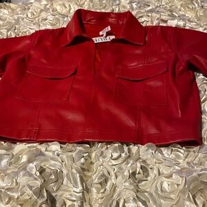 TCEC Vibrant Red Faux Leather Jacket